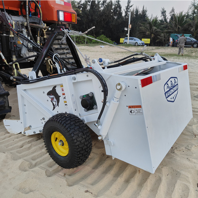 Trator de limpeza de praias de areia industrial montado em tela de vibração controlada hidraulicamente